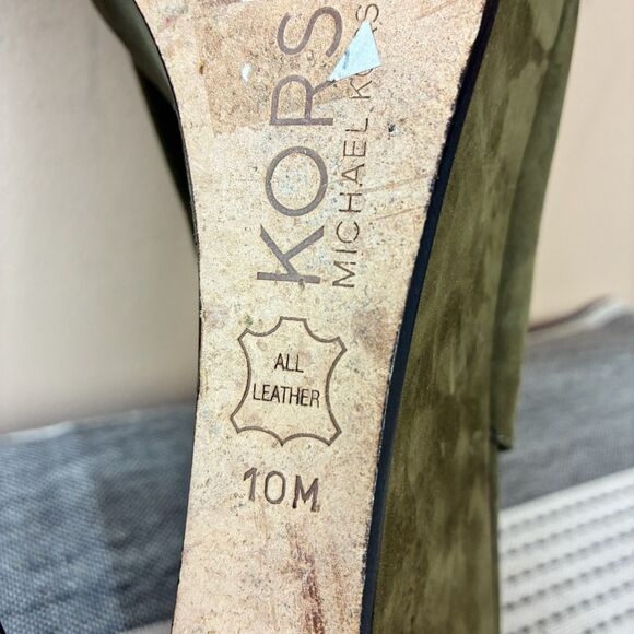 KORS Michael Kors Women’s peep-toe platform sandals Green Suede Size 10M - Picture 7 of 7